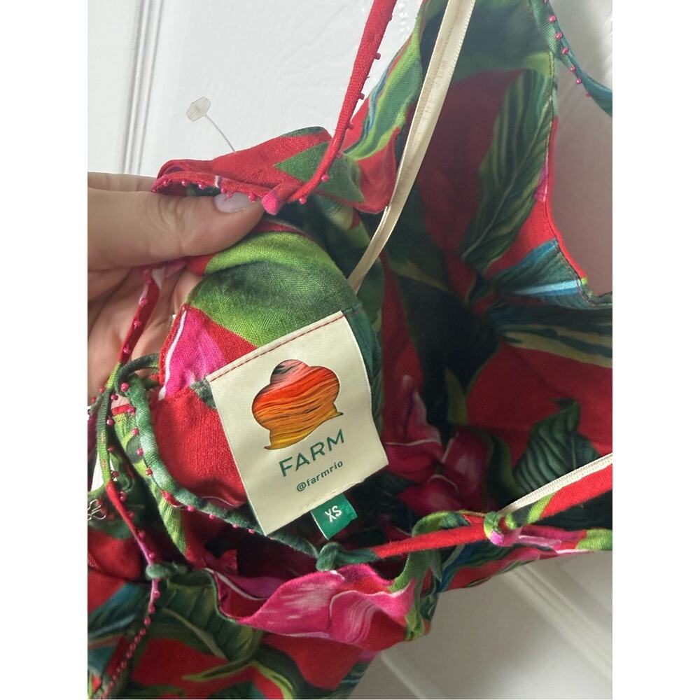 Farm Rio Red Dream Garden Maxi Dress XS - Picture 8 of 9